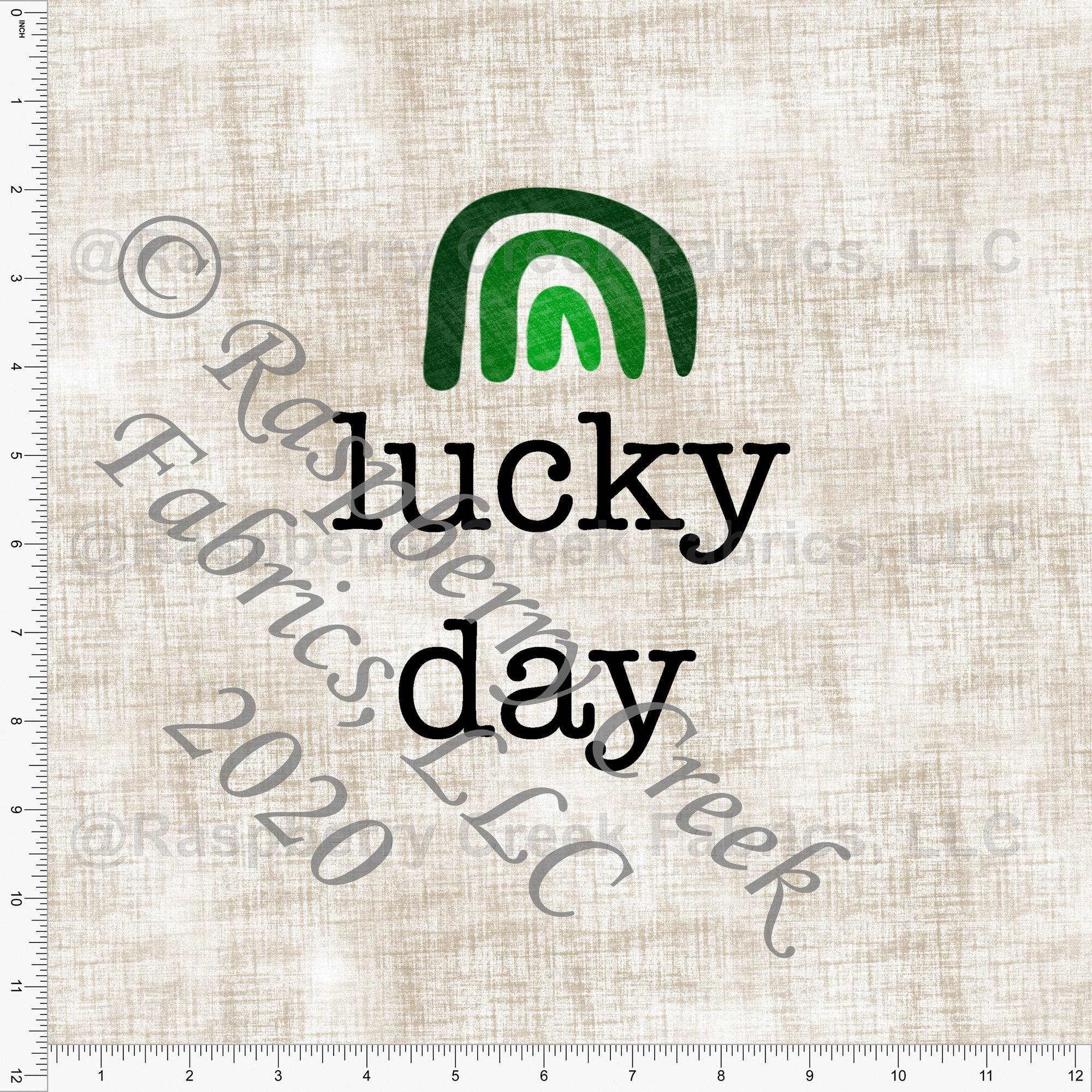 Tonal Green and Milk Chocolate Brown Lucky Day Rainbow Panel, By Kelsey Shaw for Club Fabrics Fabric, Raspberry Creek Fabrics, watermarked