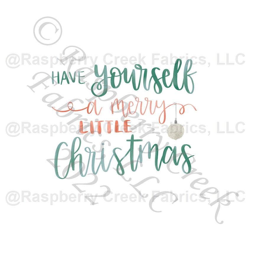 Light Hunter Green Coral and Grey Have Yourself a Merry Little Christmas Panel, Christmas Panels By Brittney Laidlaw for CLUB Fabrics Fabric, Raspberry Creek Fabrics, watermarked
