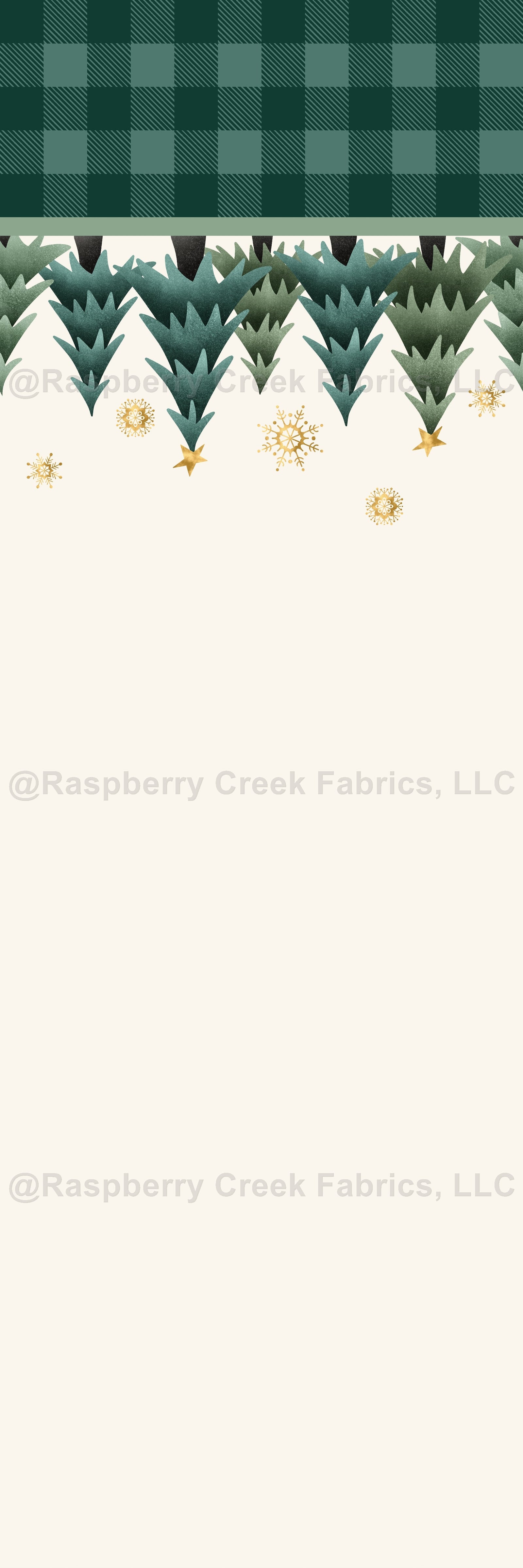 Merry Little Single Border- Christmas Trees Fabric, Raspberry Creek Fabrics, watermarked