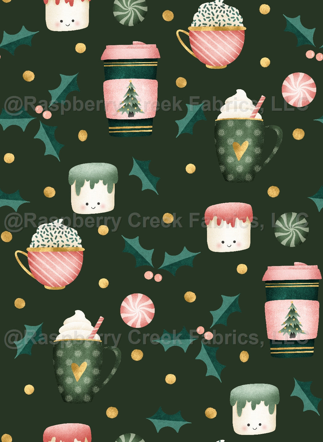 Merry Little Cocoa- Dark Forest Fabric, Raspberry Creek Fabrics, watermarked