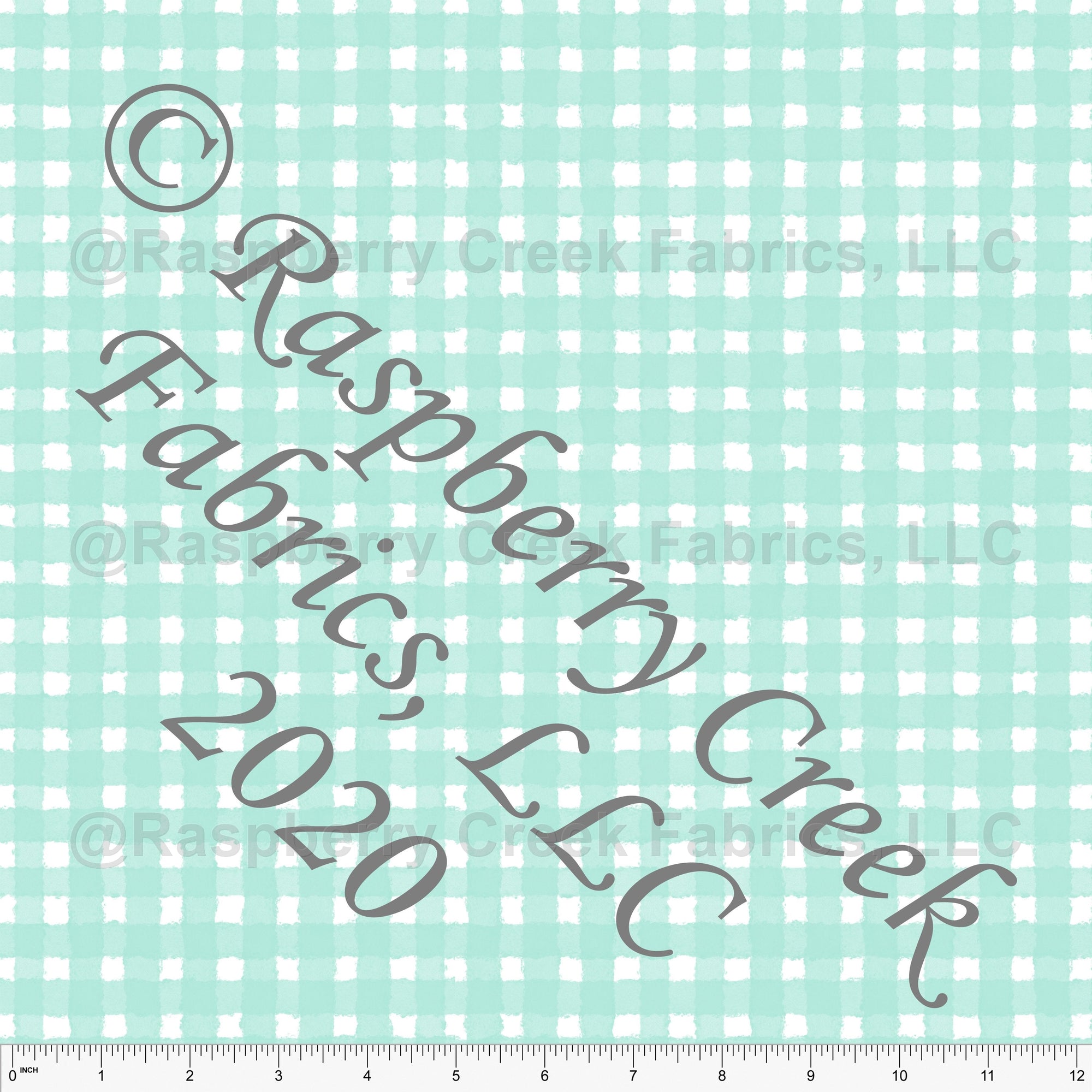Mint and White Painted Check Gingham, By Bri Powell for Club Fabrics Fabric, Raspberry Creek Fabrics, watermarked
