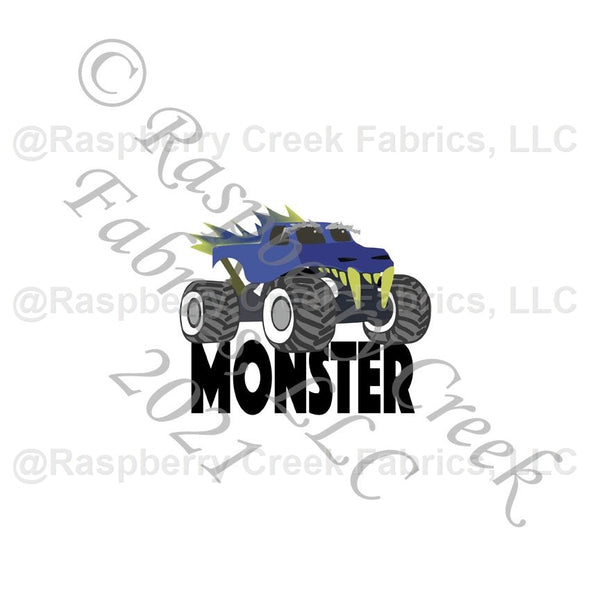 Royal Blue Lime Green Grey and Black Monster Truck Panel, Spooks and