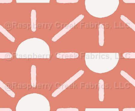 Mr Golden Sun Geo Suns Pink Fabric, Raspberry Creek Fabrics, watermarked