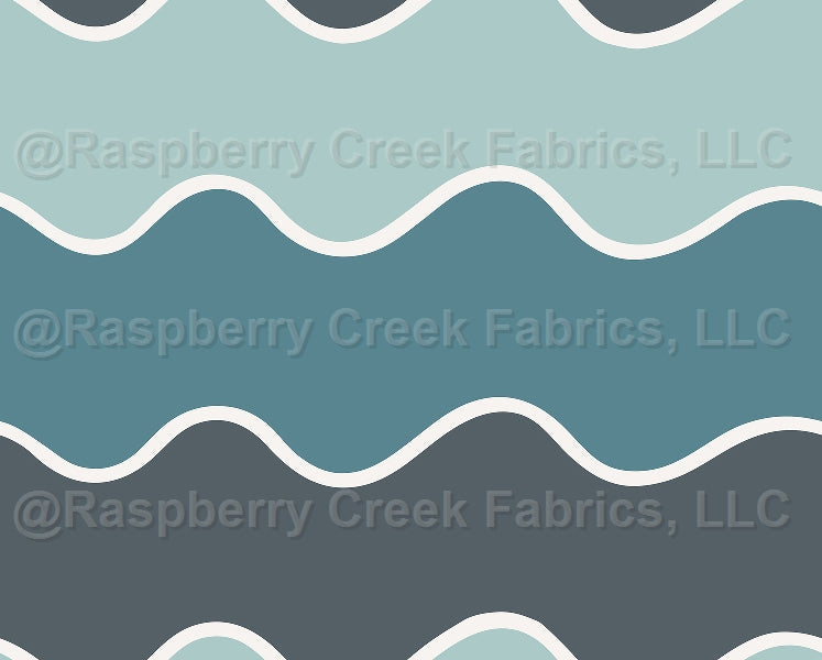 Mr Golden Sun Waves Ocean Fabric, Raspberry Creek Fabrics, watermarked