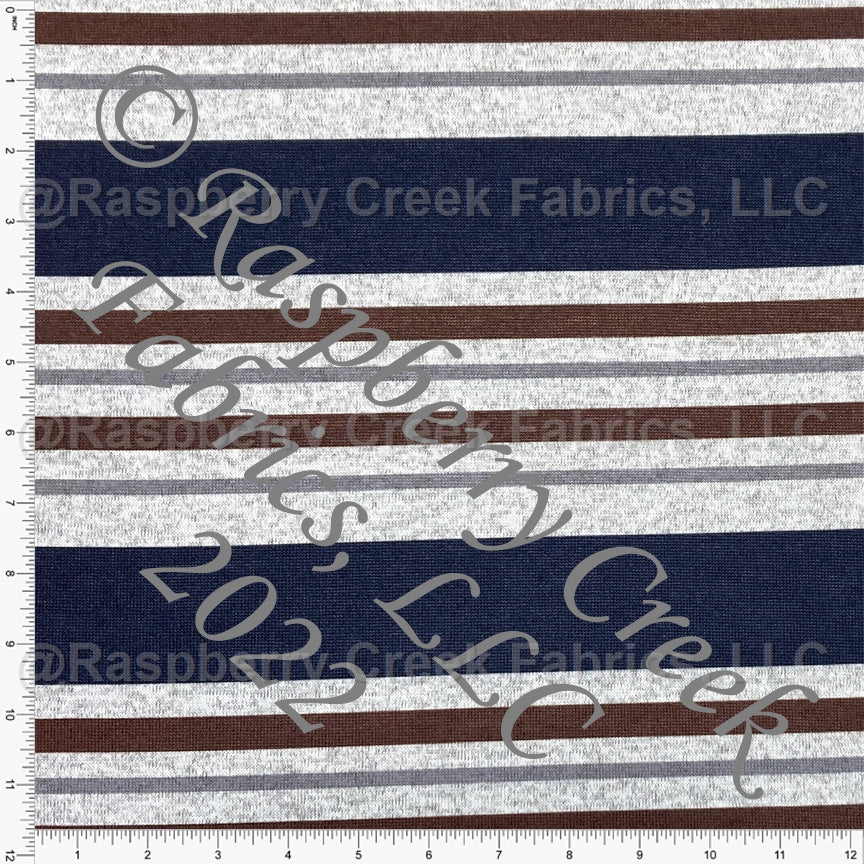 Dark Brown Midnight Blue and Grey Multi Stripe Brushed Heathered Hacci Sweater Knit Fabric, CLUB Fabrics Fabric, Raspberry Creek Fabrics, watermarked