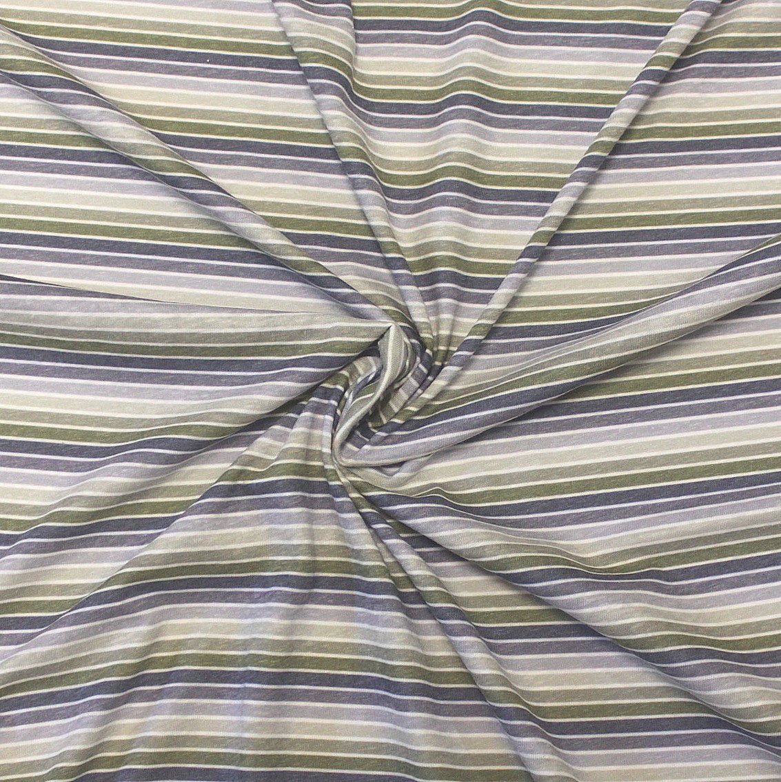 Olive and Navy Heathered Ombre Multi Stripe Tri-Blend Jersey Knit Fabric, CLUB Fabrics
