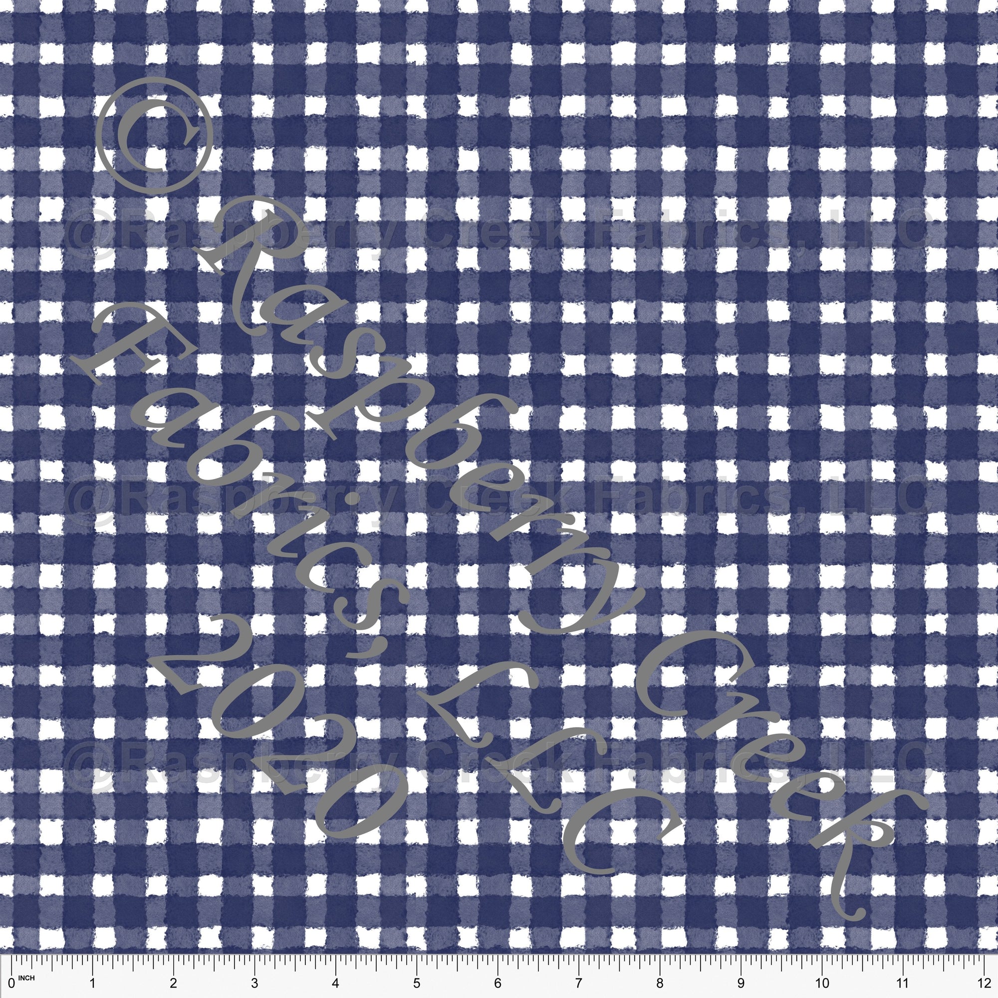 Navy Blue and White Painted Check Gingham, By Bri Powell for Club Fabrics Fabric, Raspberry Creek Fabrics, watermarked