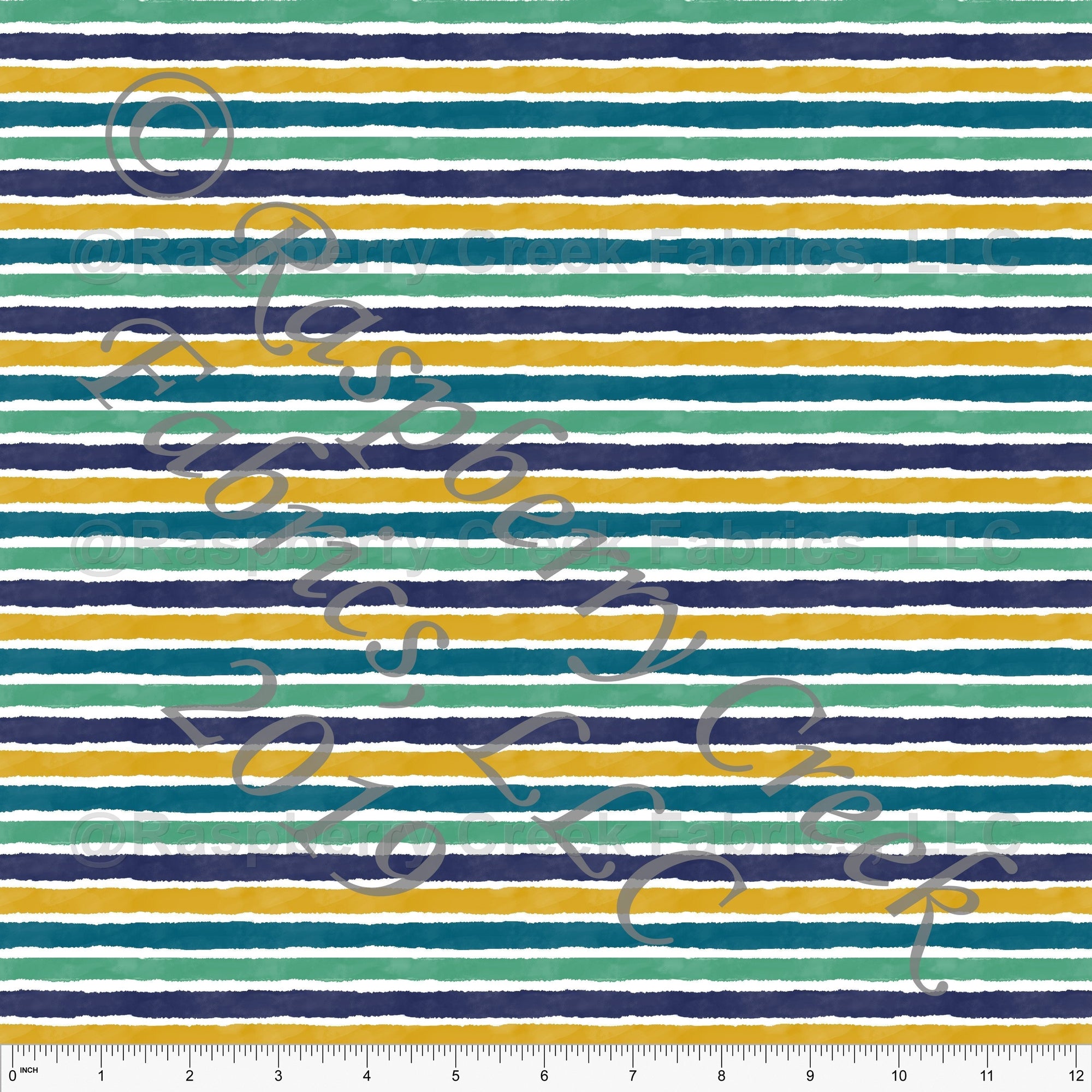 Teal Navy Mustard and Seafoam Multi Watercolor Stripe, Club Fabrics Fabric, Raspberry Creek Fabrics, watermarked