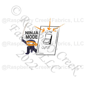 Navy Orange Grey and Black Ninja Mode Panel, Ninja by Elise Peterson for CLUB Fabrics Fabric, Raspberry Creek Fabrics, watermarked