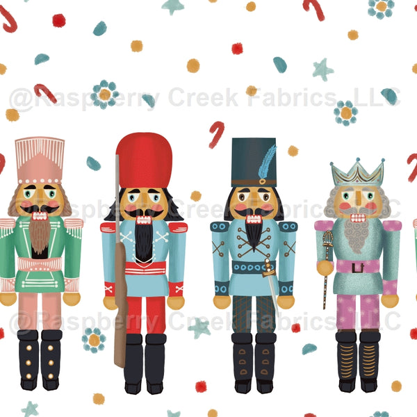 Christmas Nutcrackers in Modern Colors, with confetti on white