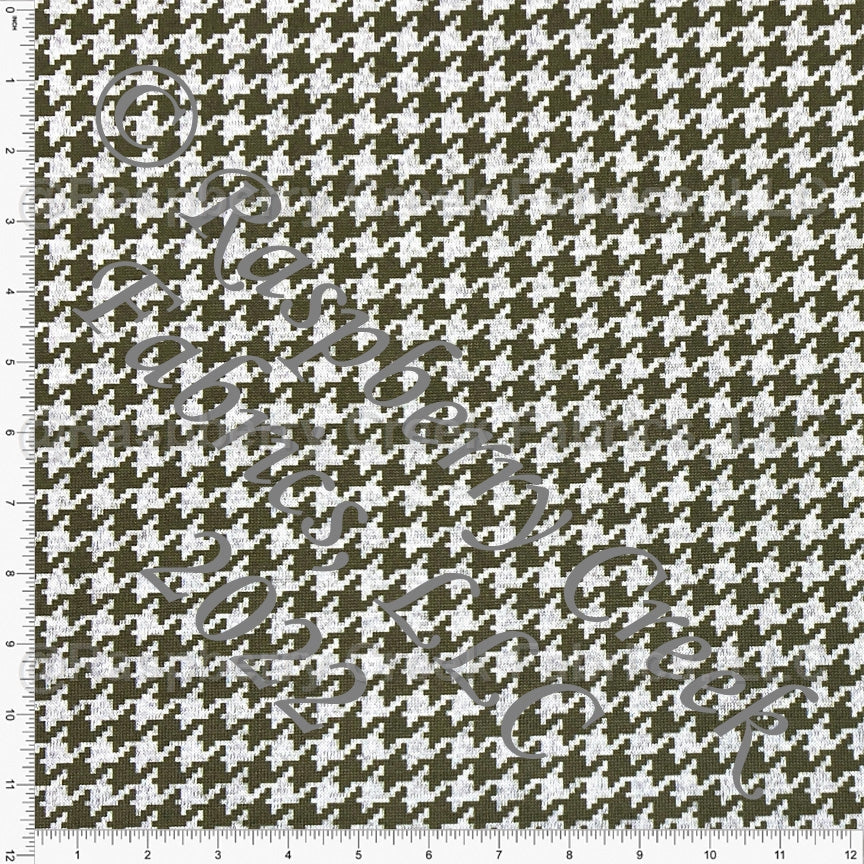 Olive Green and Grey Houndstooth Brushed Heathered Hacci Sweater Knit Fabric, CLUB Fabrics Fabric, Raspberry Creek Fabrics, watermarked