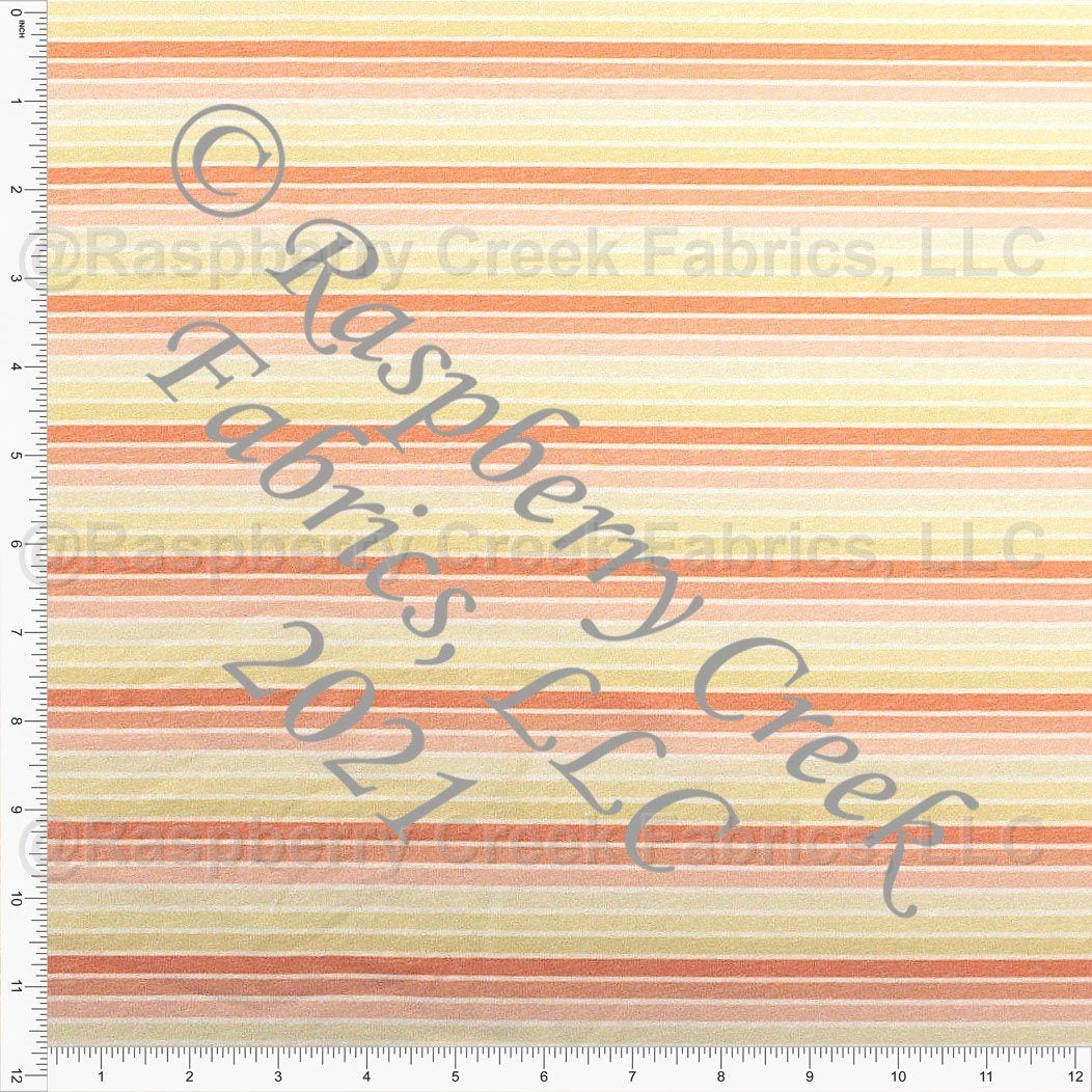 Yellow and Orange Heathered Ombre Multi Stripe Tri-Blend Jersey Knit Fabric, CLUB Fabrics