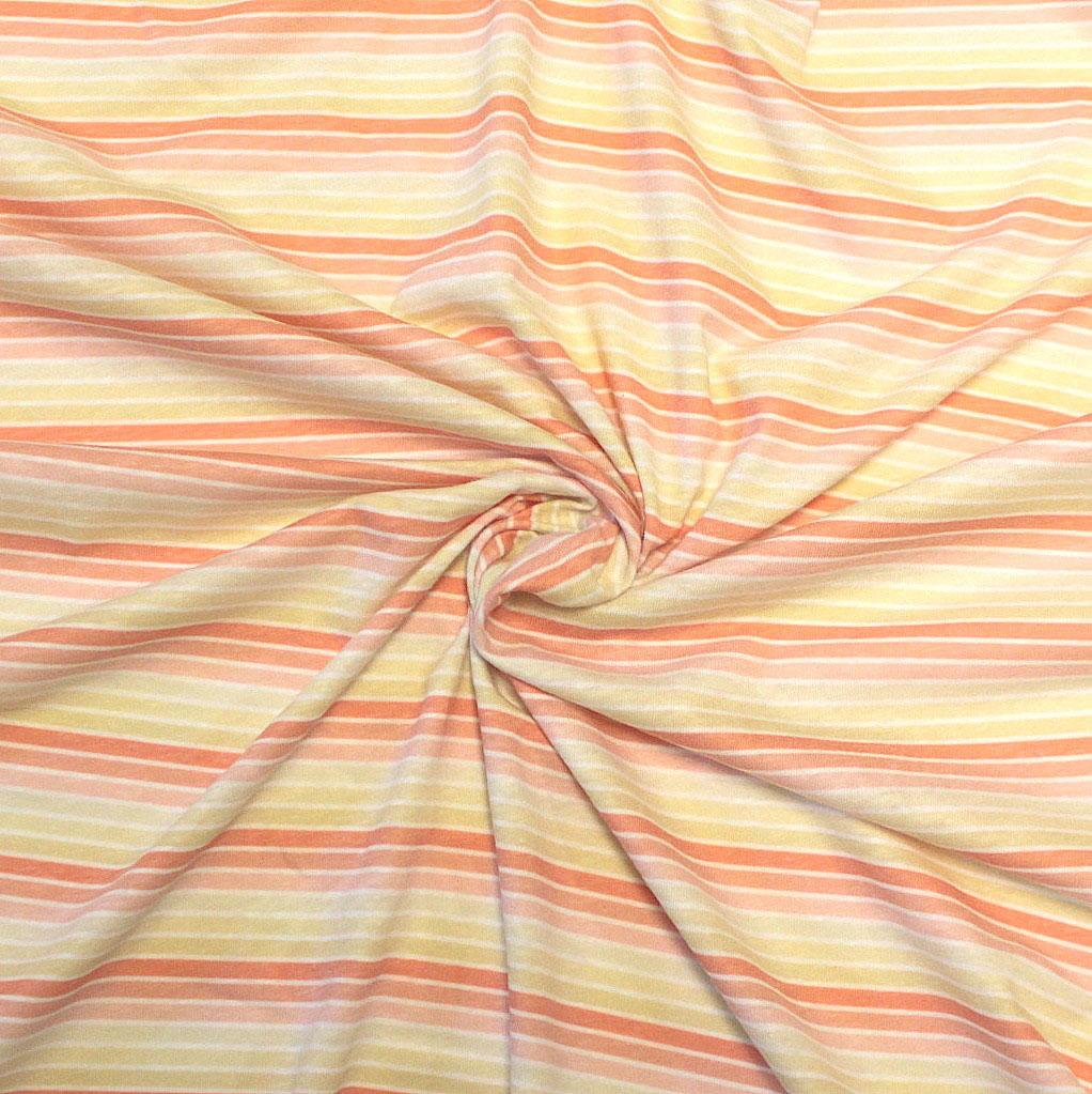 Yellow and Orange Heathered Ombre Multi Stripe Tri-Blend Jersey Knit Fabric, CLUB Fabrics