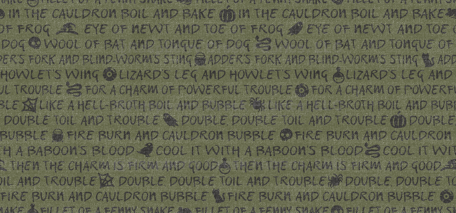 Double, Double, Toil & Trouble // Green // Linen Look // Fabric, Raspberry Creek Fabrics, watermarked
