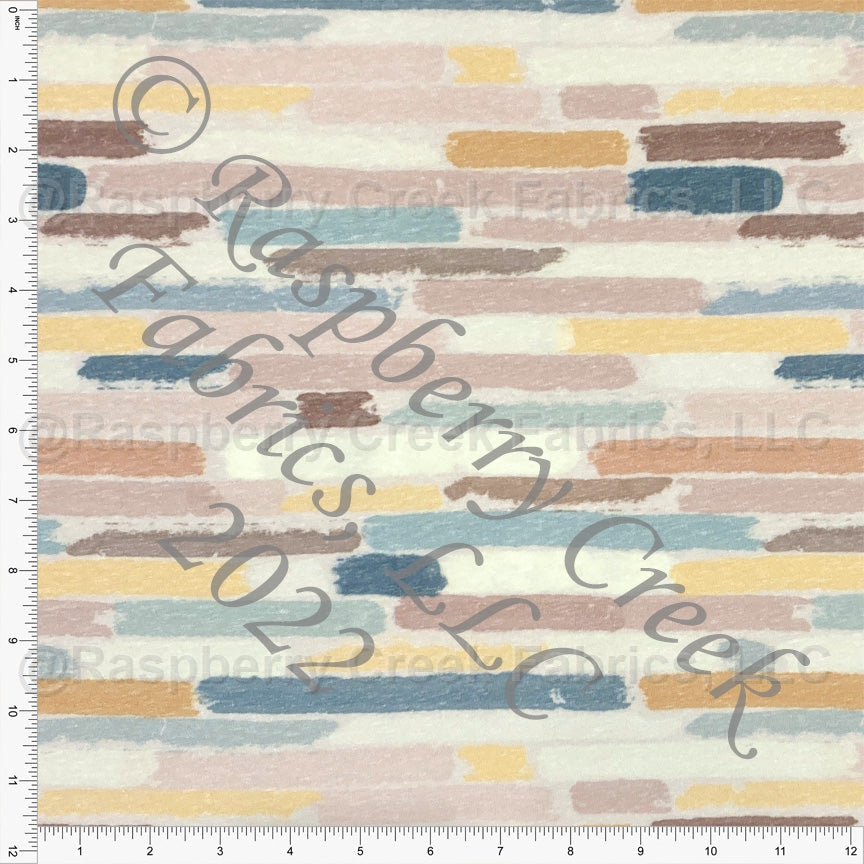 Mauve Mustard Dusty Teal Rust and Cream Painted Stripe Tri-Blend Jersey Knit Fabric, By Brittney Laidlaw for CLUB Fabrics Fabric, Raspberry Creek Fabrics, watermarked