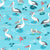 Beach Days - Pelicans and cheeky seagulls wtih turtles and fish in the water pattern print by Annette Winter Image