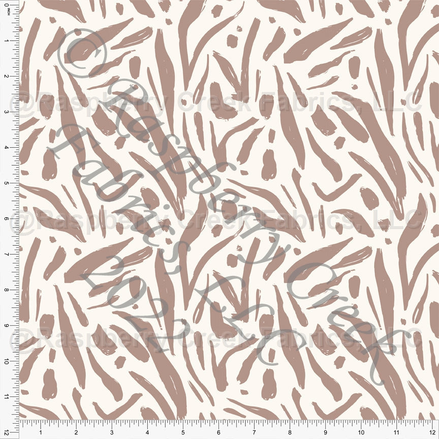 Khaki and Cream Abstract Animal Stripe Print Ponte De Roma Knit Fabric, CLUB Fabrics Fabric, Raspberry Creek Fabrics, watermarked
