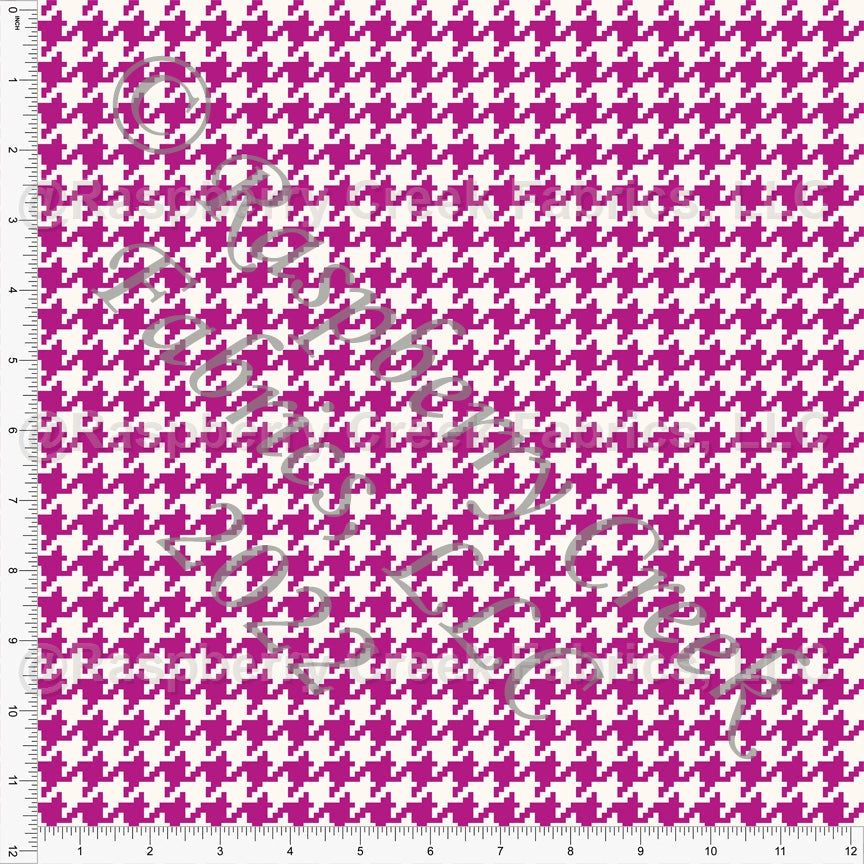 Magenta and White Houndstooth Print Ponte De Roma Knit Fabric, CLUB Fabrics Fabric, Raspberry Creek Fabrics, watermarked