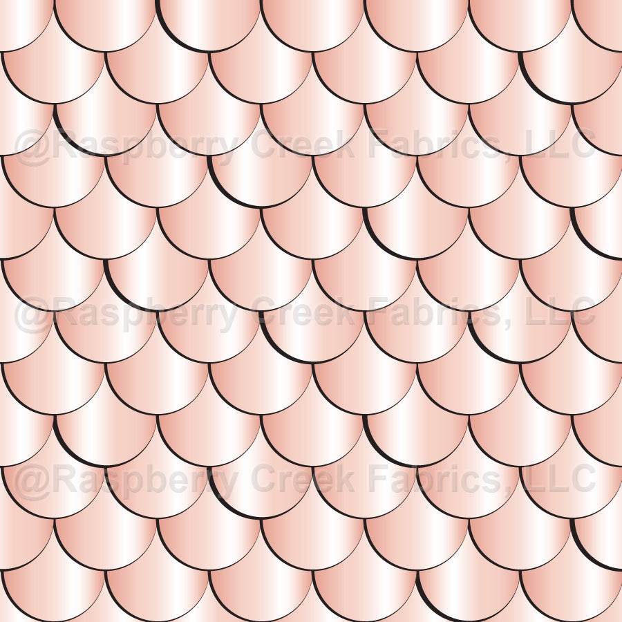 Mermaid Satin Fish Scales Fabric in Seashell Pink Peach