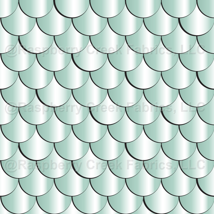 Mermaid Satin Fish Scales in Sea Foam Aqua