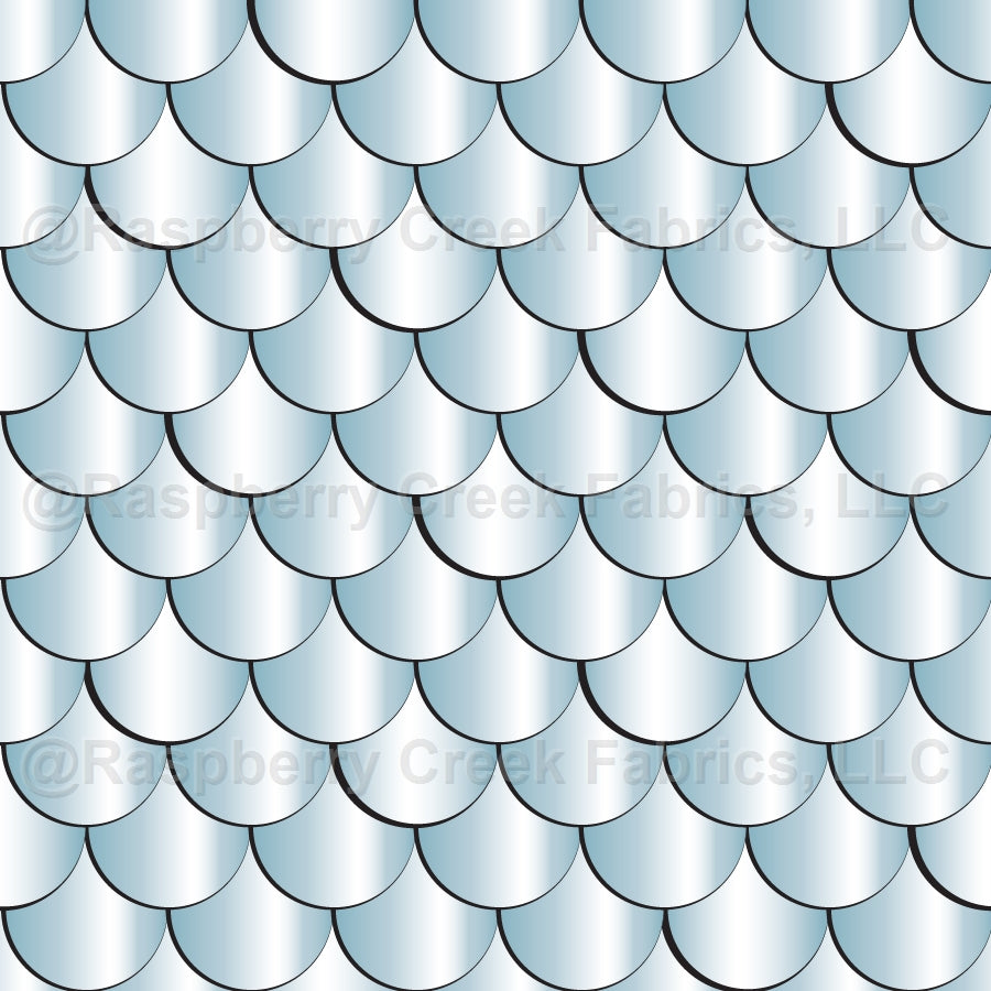 Mermaid Satin Fish Scales Fabric in Sky Blue Light Blue