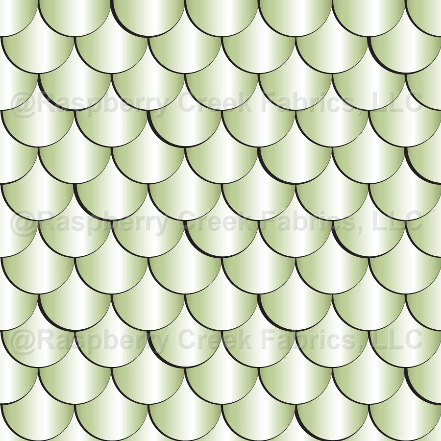 Mermaid Satin Fish Scales Fabric in Sea Glass Green Sage