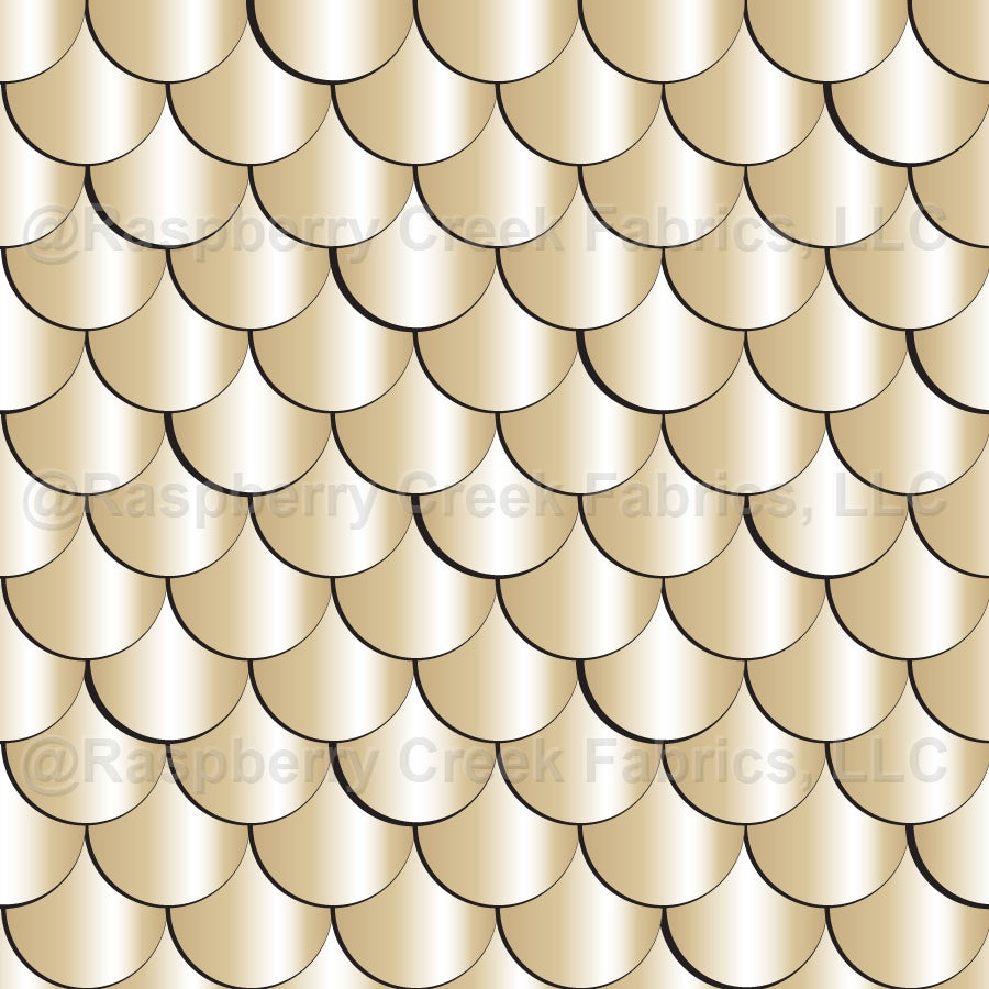 Mermaid Satin Fish Scales Fabric  in Sandy Tan Gold
