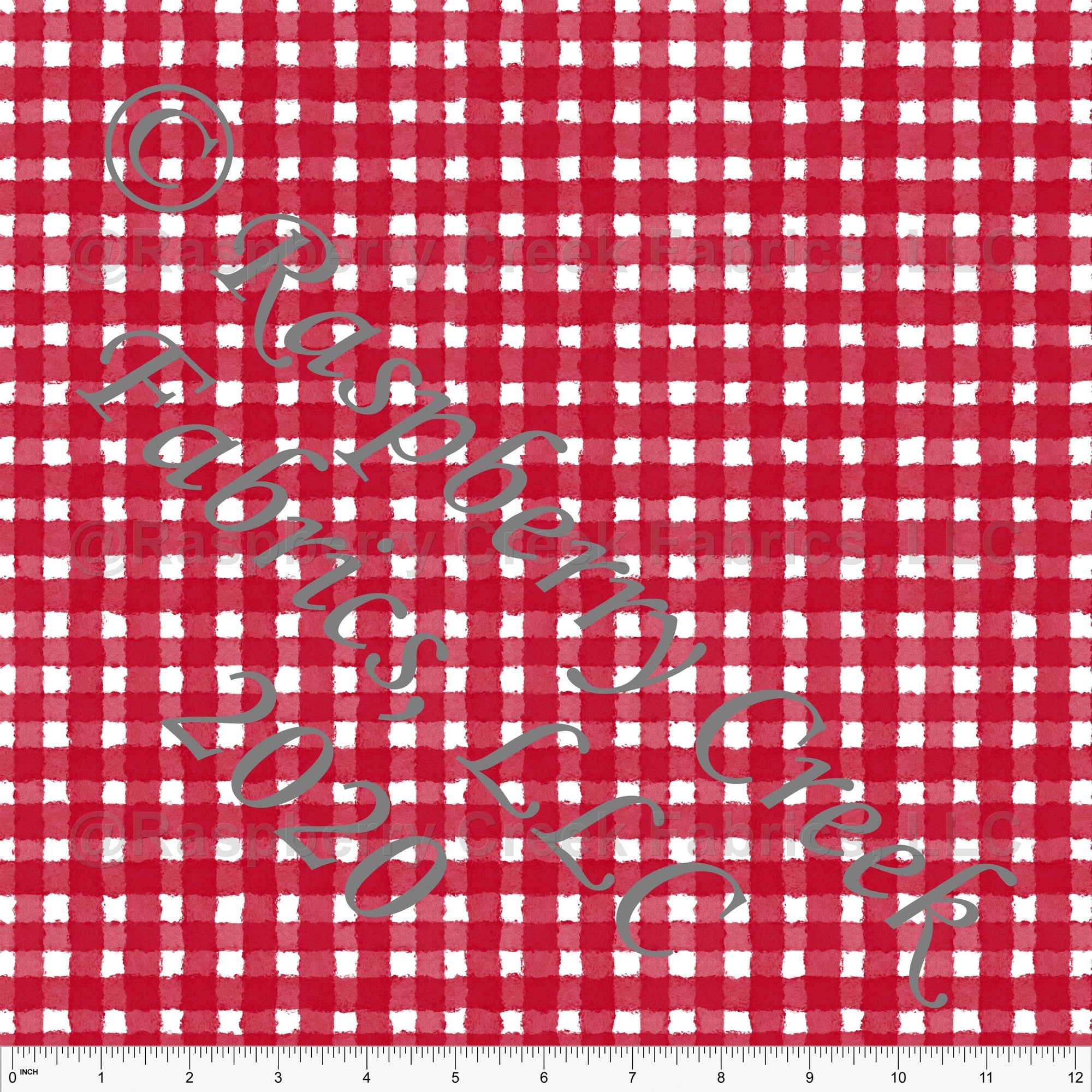Red and White Painted Check Gingham, By Bri Powell for Club Fabrics Fabric, Raspberry Creek Fabrics, watermarked