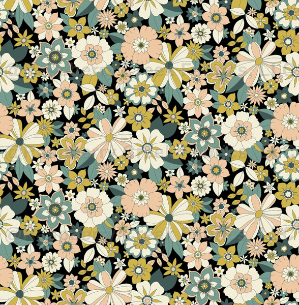 1970S Floral Fabric Retro Cotton Print Digital Printed Fabric By