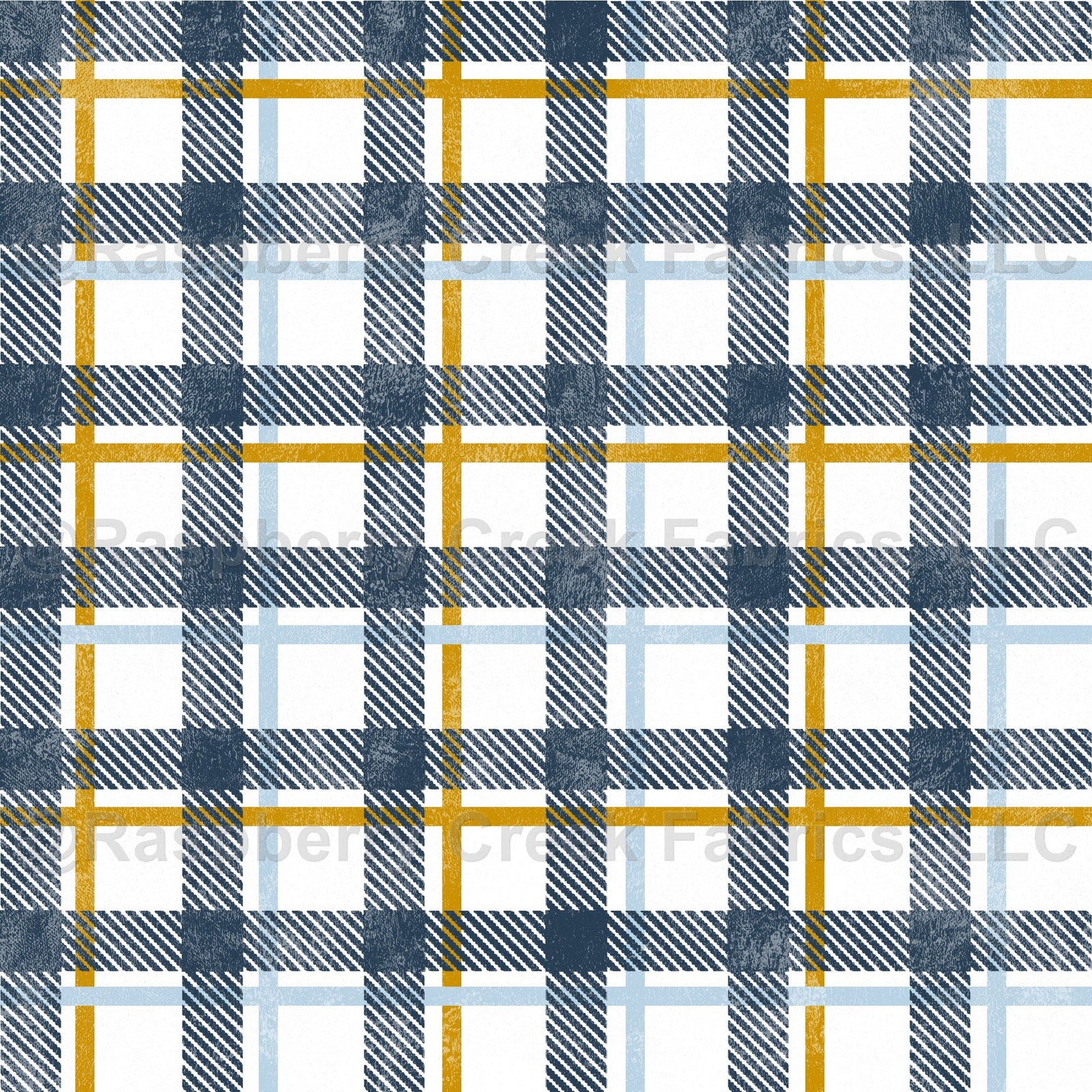 Cozy Scandinavian Winter Textured Plaid in Navy Blue and Gold