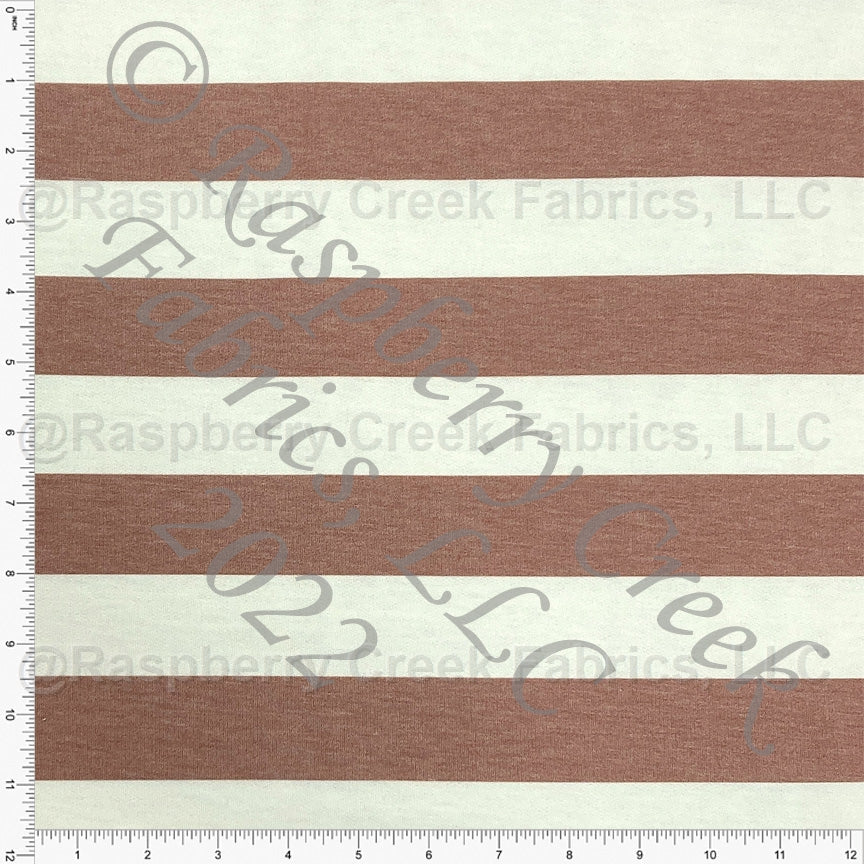 Rust and Cream Rugby Stripe Heathered FLEECE Sweatshirt Knit Fabric, CLUB Fabrics Fabric, Raspberry Creek Fabrics, watermarked