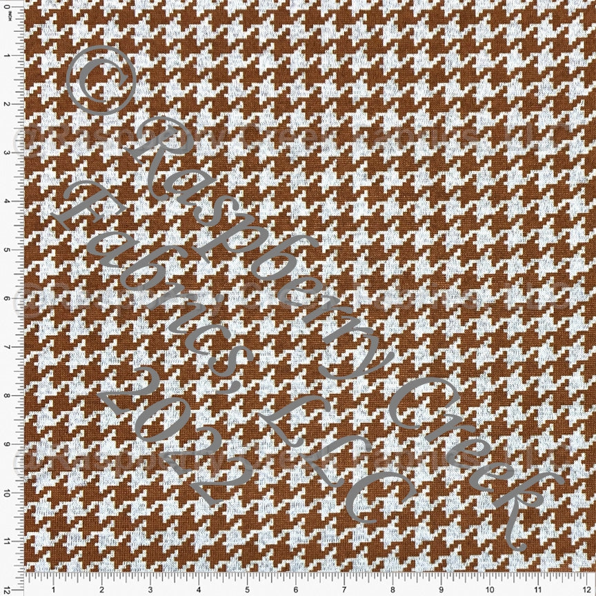Rust and Grey Houndstooth Brushed Heathered Hacci Sweater Knit Fabric, CLUB Fabrics Fabric, Raspberry Creek Fabrics, watermarked