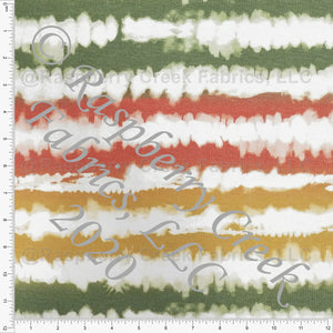 Olive Rust and Mustard Tie Dye Stripe Heathered FLEECE Sweatshirt Knit Fabric, CLUB Fabrics Fabric, Raspberry Creek Fabrics, watermarked