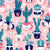 Cacti and succulents cuddly pots // pink background navy white and rose animal vessels green teal cactus Image