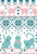 Fair Isle Knitting Cats Love // white background teal and pink kitties and details Image