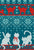 Fair Isle Knitting Cats Love // dark teal background white and red kitties and details Image