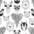 Friendly Geometric Animals // black and white deers bears foxes wolves elephants raccoons lions owls and pandas Image