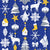 Origami Christmas dream catcher // royal blue background white, sunglow yellow and silver grey blush trees, santas, houses, stars, deers, ribbons and boots Image
