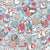 Penguin Christmas gingerbread biscuits // pastel blue background red and blue details Image
