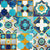 Spanish moroccan tiles inspiration // turquoise blue golden lines Image