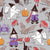 Halloween origami tricks // grey linen texture background white and coloured paper and cardboard geometric elements Image