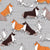 Origami Collie doggie friends // grey linen texture background white orange brown paper and cardboard dogs Image