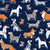 Origami doggie friends // navy blue background geometric dog breeds Image