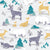 Origami woodland III // beige background yellow teal white and violet animals Image