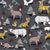Origami woodland // charcoal linen texture background yellow grey and brown taupe animals Image