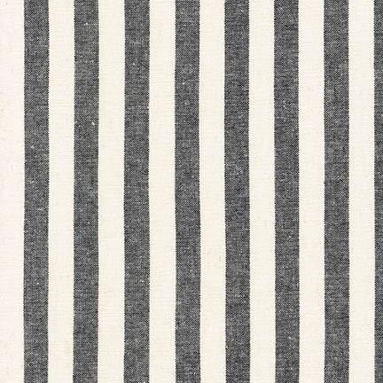 Ivory and Black Vertical Stripe Yarn Dyed Linen, Essex Yarn Dyed Classics Collection By Robert Kaufman Fabric, Raspberry Creek Fabrics, watermarked, restored