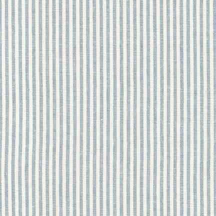 Ivory and Light Blue Thin Stripe Yarn Dyed Linen, Essex Yarn Dyed Classics Collection By Robert Kaufman Fabric, Raspberry Creek Fabrics, watermarked, restored