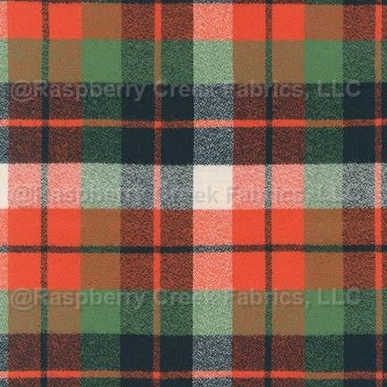 Green Navy and Orange Plaid Robert Kaufman Mammoth Flannel Fabric, Raspberry Creek Fabrics, watermarked