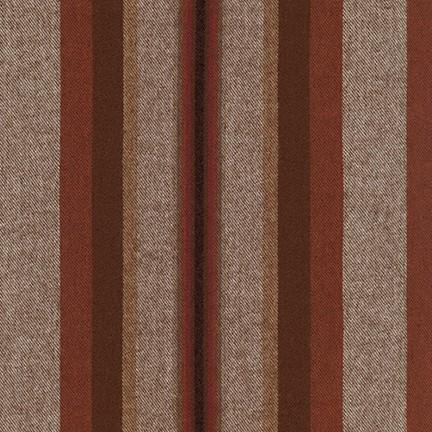 Tonal Rust Red and Khaki Yarn Dyed Stripe Robert Kaufman Taos Flannel Fabric, Raspberry Creek Fabrics, watermarked, restored