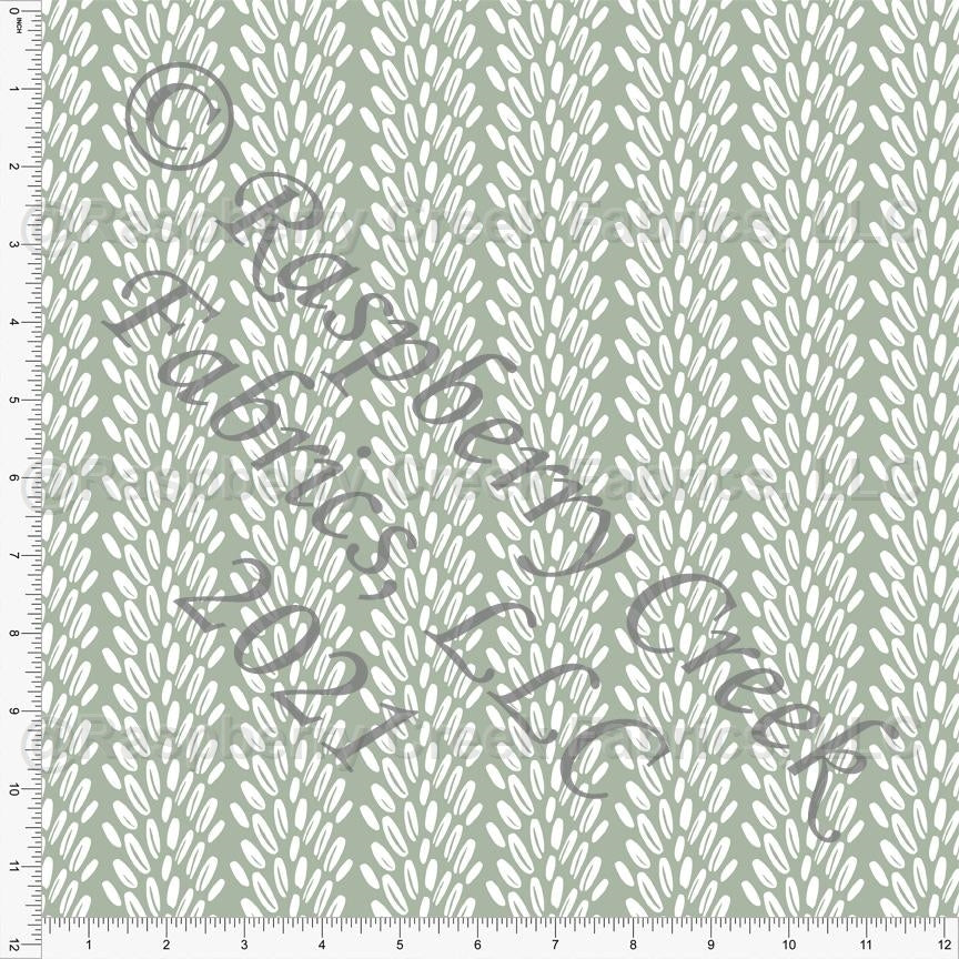 Sage Green and White Vertical Leaf Stripe Print Rayon Challis, CLUB Fabrics Fabric, Raspberry Creek Fabrics, watermarked